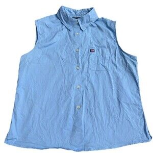 Ralph Lauren Polo Jeans Co 90s Blue Button Down Short Sleeve Shirt Cotton Large